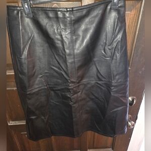 Ann Taylor Black Leather Pencil Skirt